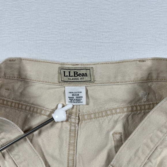 LL Bean Classic Fit Beige Denim Jeans Mens Size 35x34 100% Cotton - Picture 5 of 9